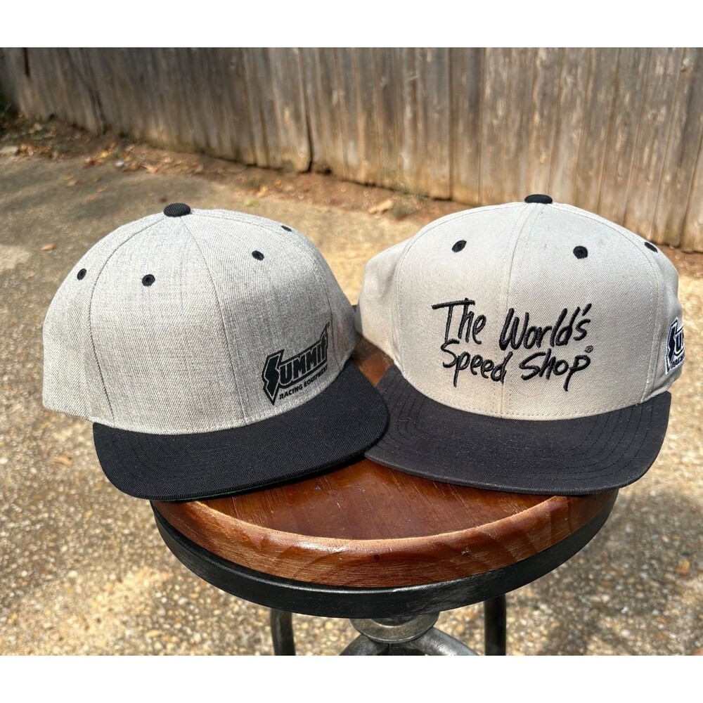 Lot Of 2 Summit Racing Equipment Snapback Hats Gray Black World's Speed Shop Cap
